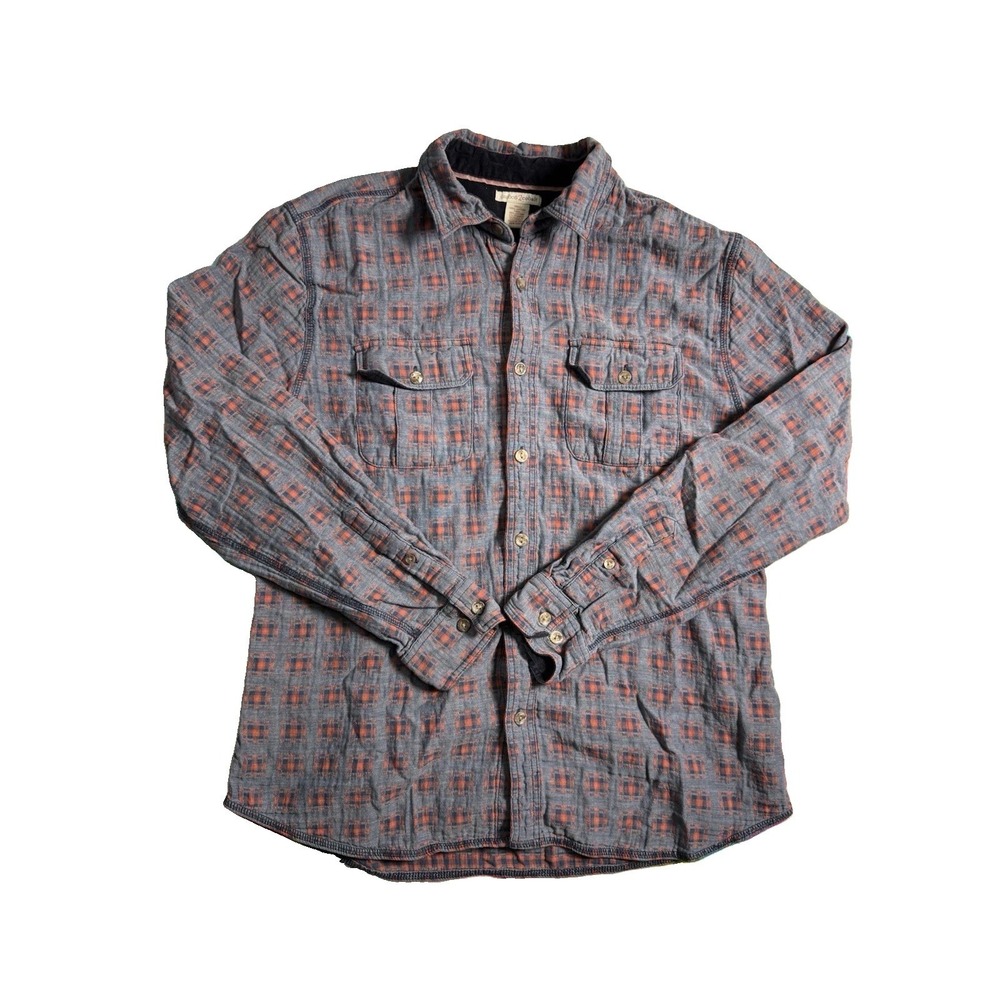 Carbon 2 Cobalt Woven Gray Red Two Pocket Button Up Shirt Corduroy Trim Medium